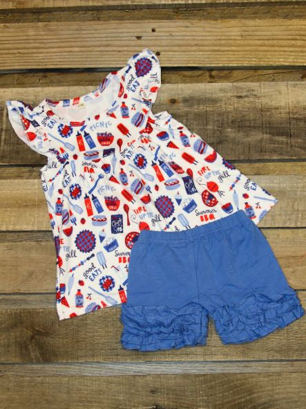 Children's American BBQ Shorts and Tank Set, childrens play clothes, online girls boutique