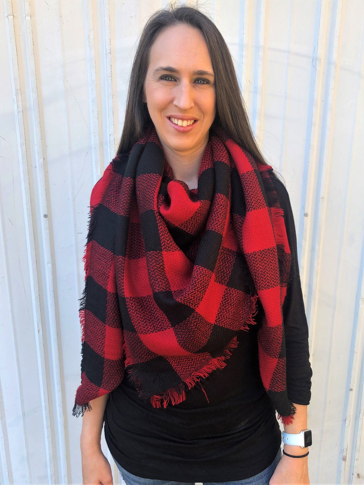 Women's Super Soft Buffalo Plaid Blanket Scarf 