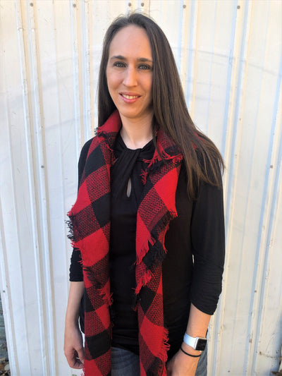 Women's Super Soft Buffalo Plaid Blanket Scarf 