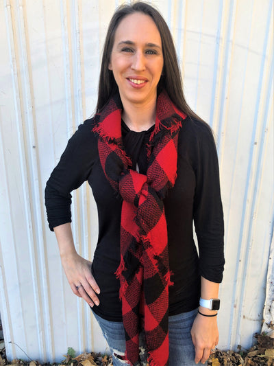 Women's Super Soft Buffalo Plaid Blanket Scarf 