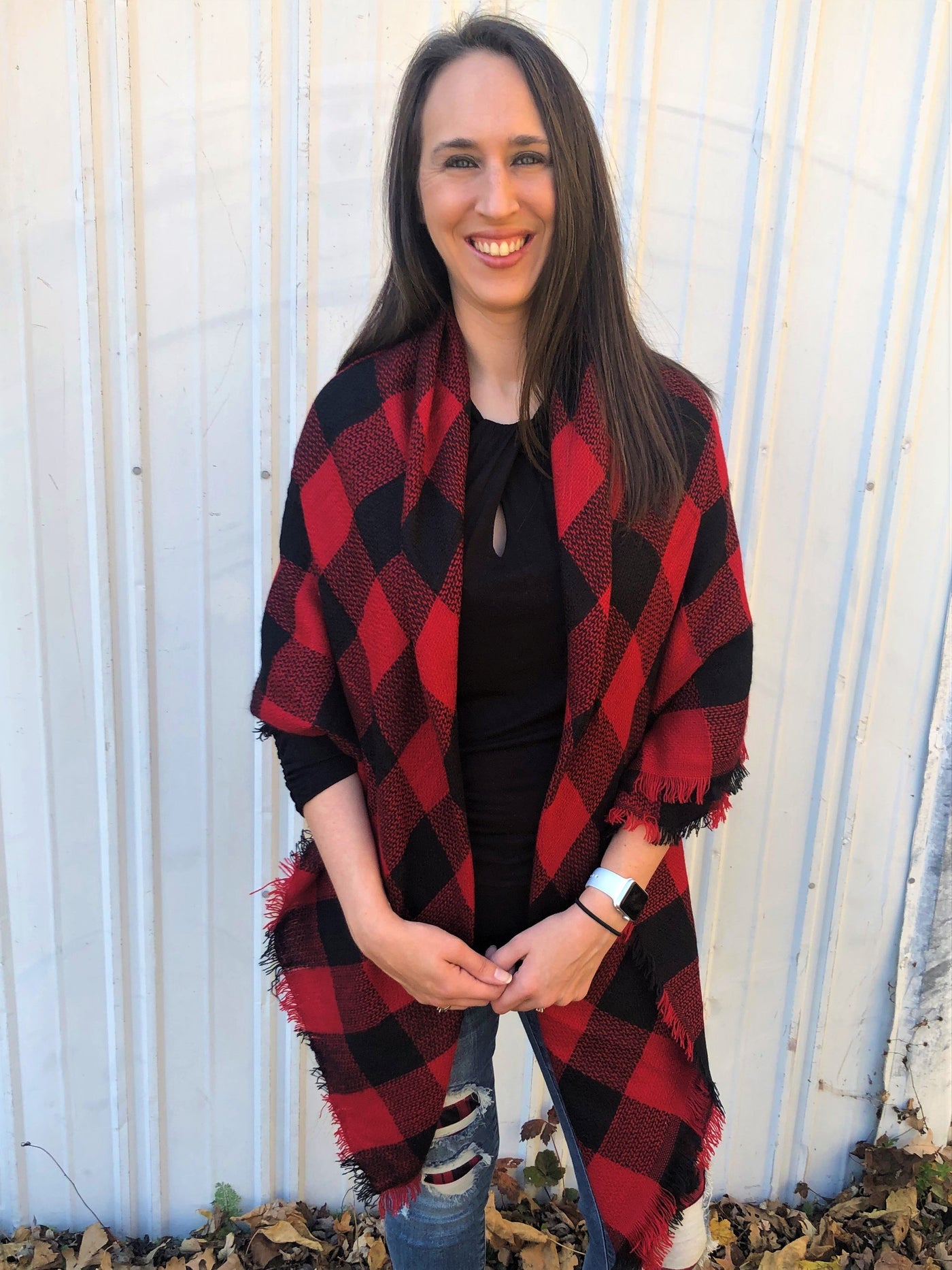 Women's Super Soft Buffalo Plaid Blanket Scarf 