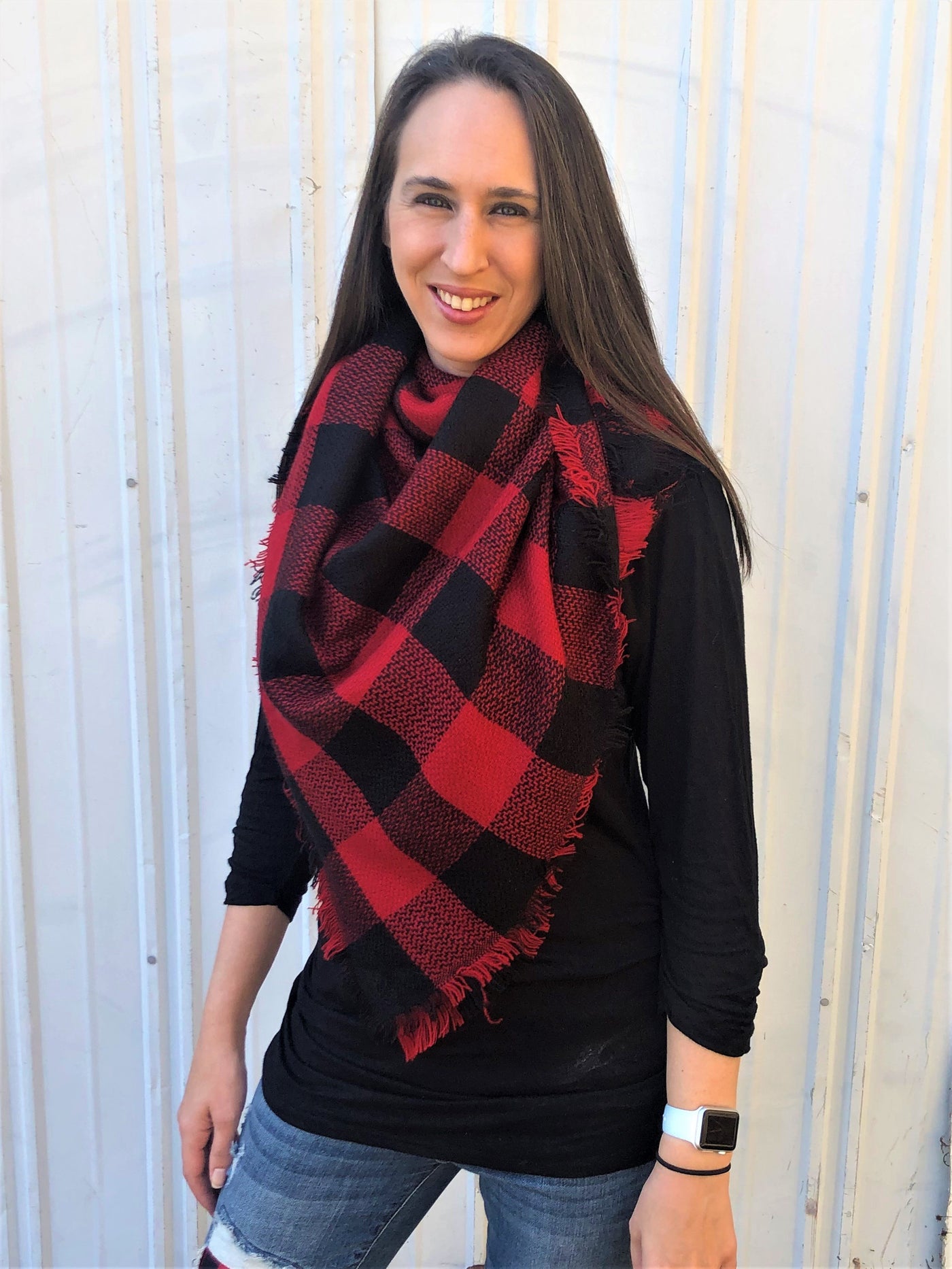 Women's Super Soft Buffalo Plaid Blanket Scarf 