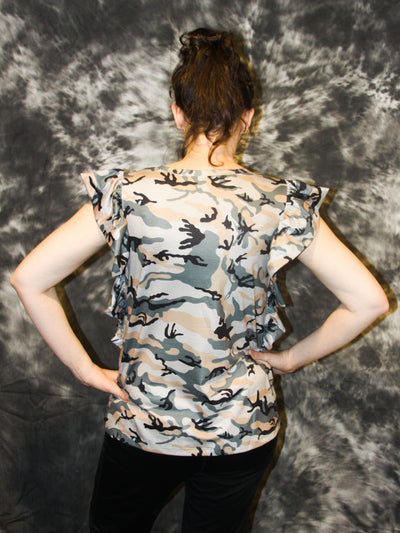 Camo Flutter Sleeve Top - The Country Butterfly