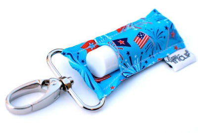 Flags and Fireworks Chapstick Holder Keychain by LippyClip