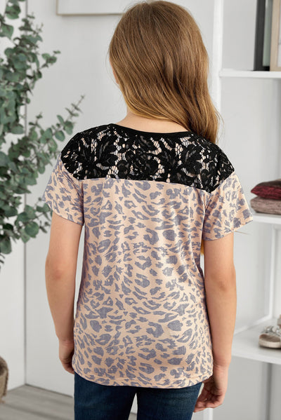 Girls Leopard Lace Top