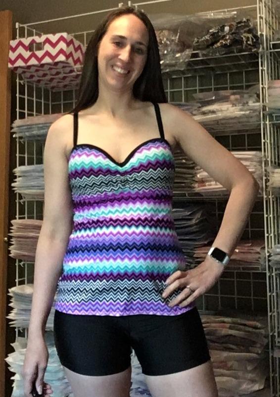 Black and Purple Zig Zag Tank top and Boy Shorts Swimsuit