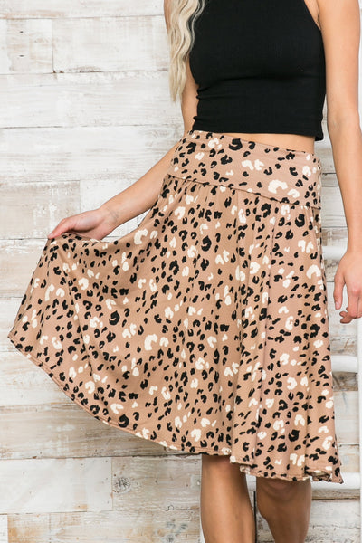 Leopard High Waisted Midi Skirt