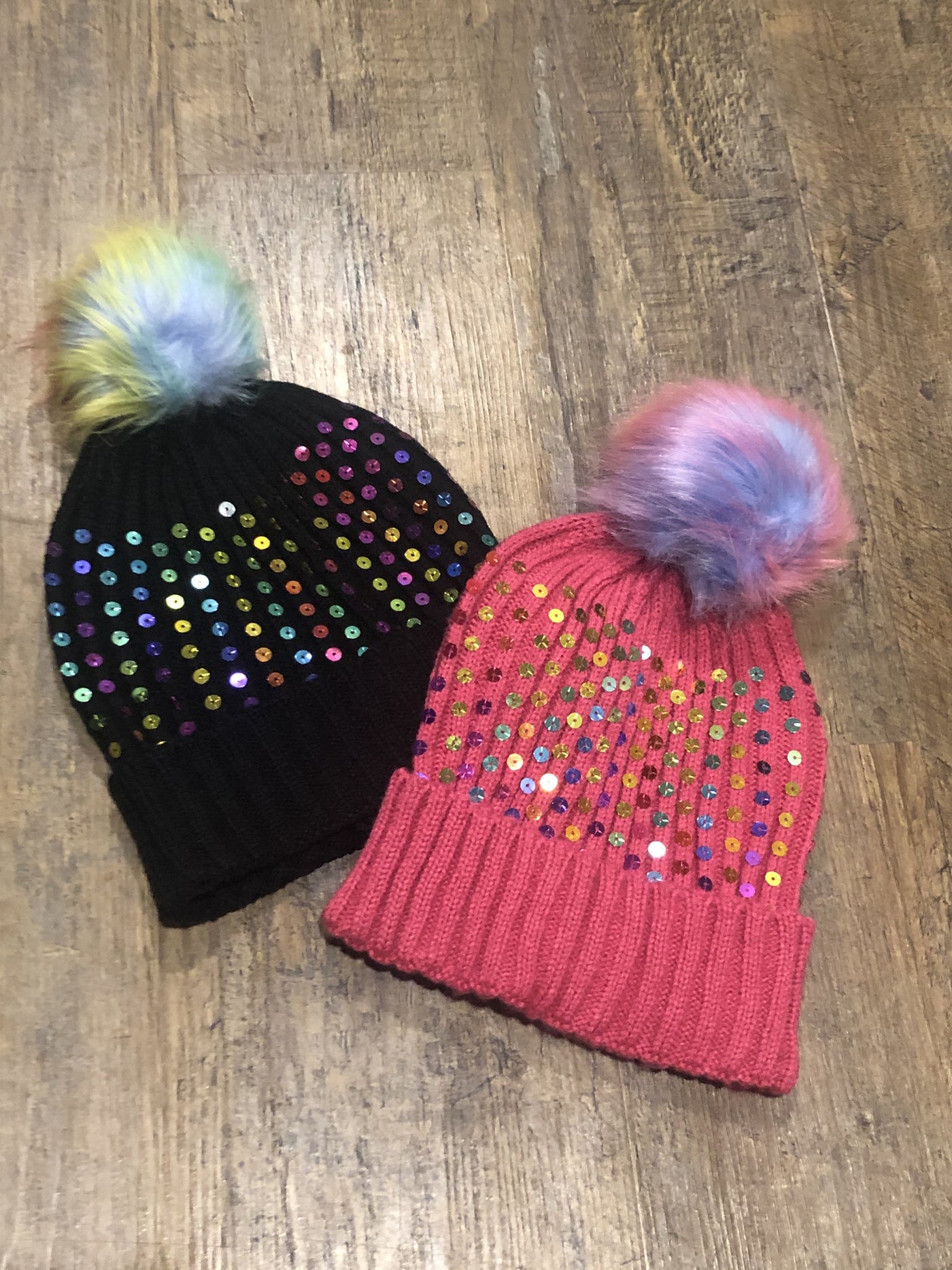 Adult Pom-Pom Sequins Hats