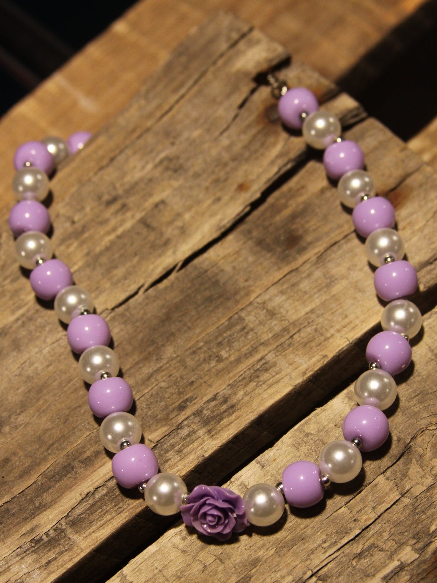 Purple Bubble Gum Necklace with Rose - The Country Butterfly