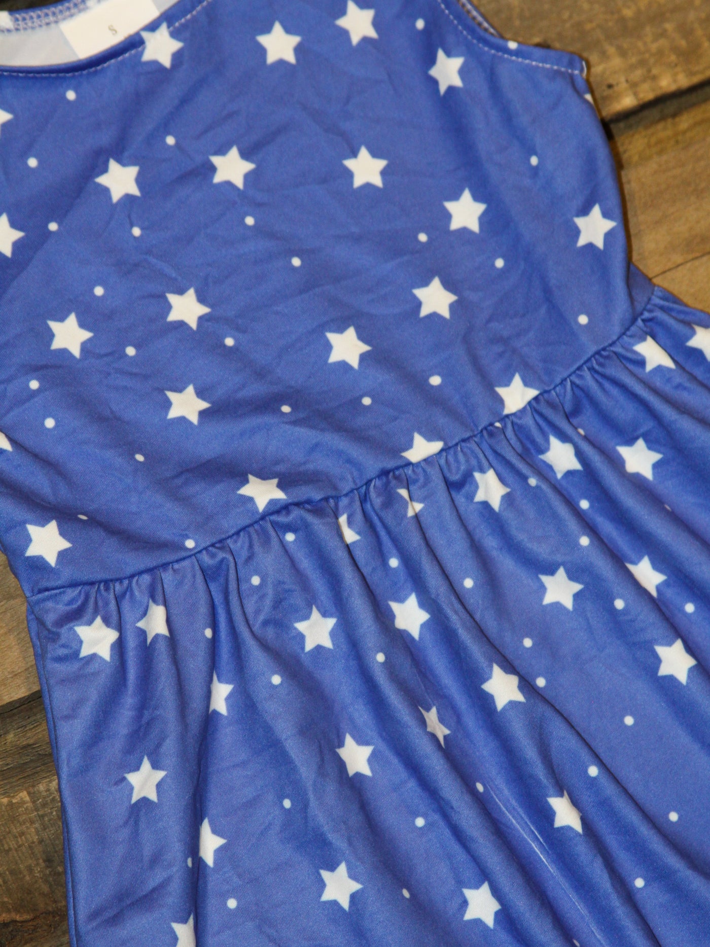 Children's Blue Milk Silk Summer Dress with Stars