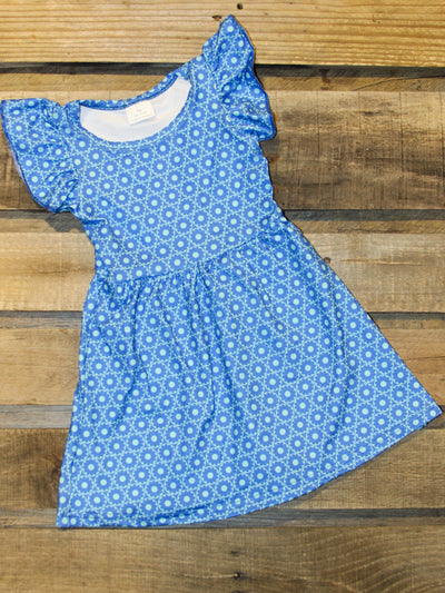 Children's Milk Silk Blue Flower Summer Dress