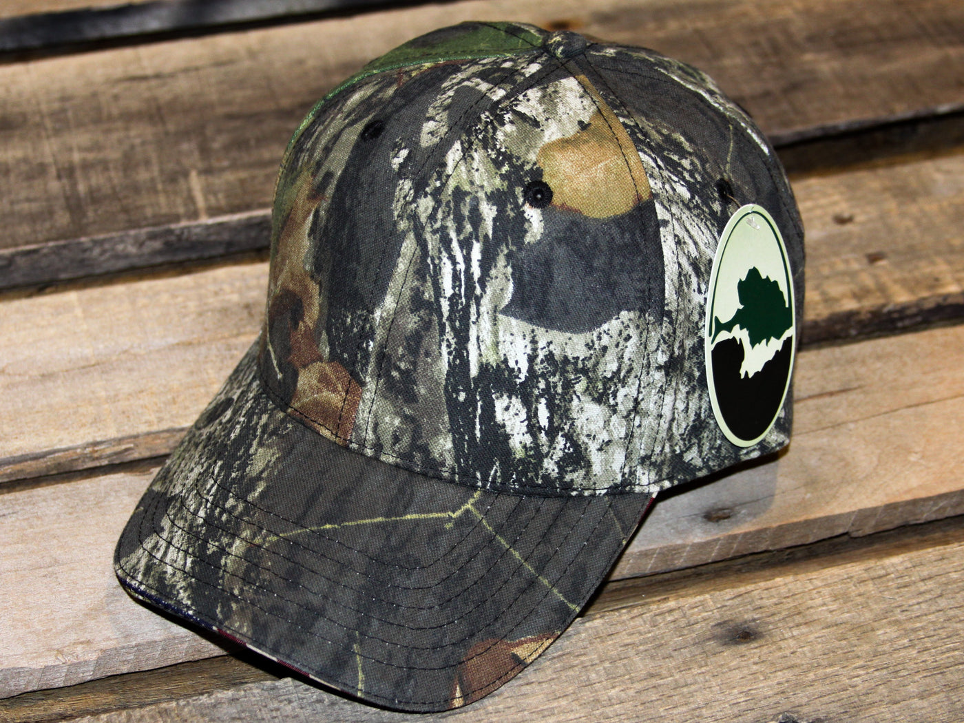 Men's Camo Hat with Flag Trim on Bill