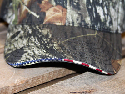 Men's Camo Hat with Flag Trim on Bill