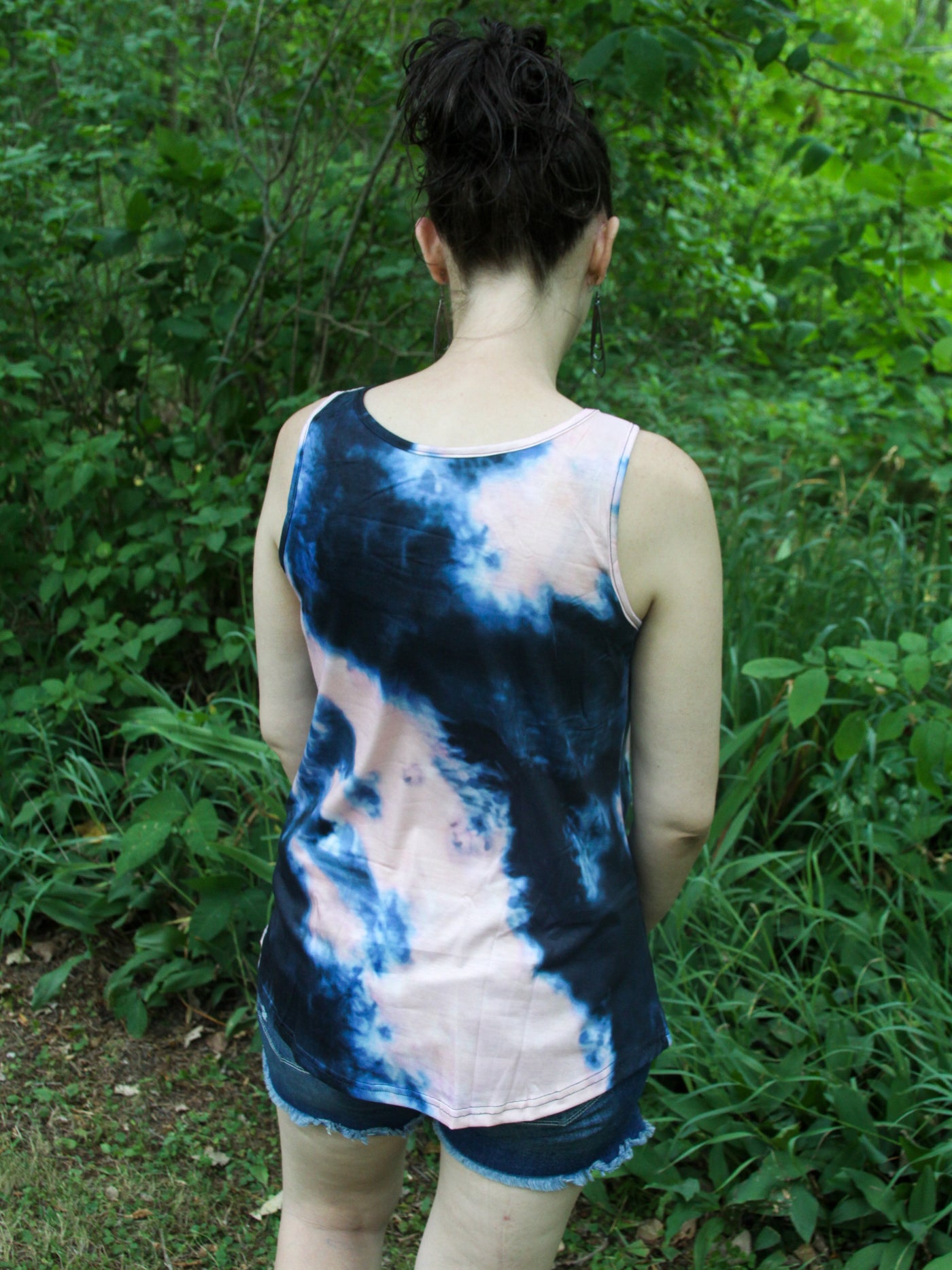 Navy Blue Criss-Cross Tie-Dye Tank