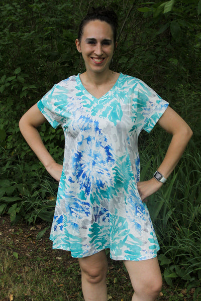 Women's Blue Tie Dye T-shirt Summer Dress