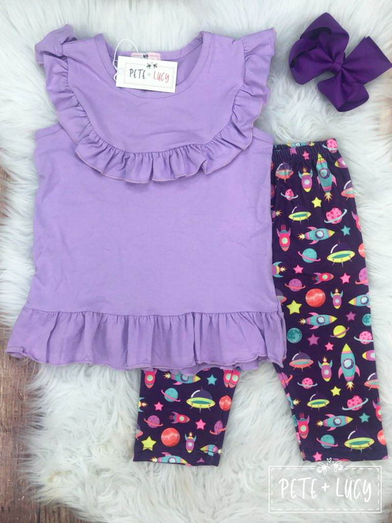 Pete + Lucy Purple Space Capri Set - The Country Butterfly