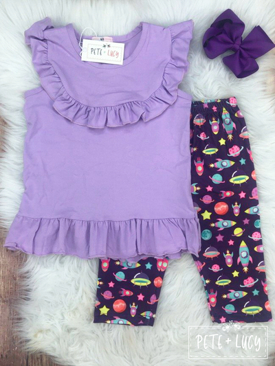 Pete + Lucy Purple Space Capri Set - The Country Butterfly