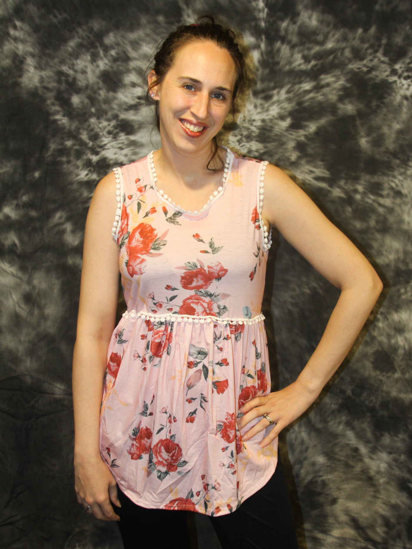 Royal Blue (Pink, White, Black) Floral Tank Top - The Country Butterfly