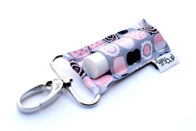 Pink Grey Chapstick Holder Keychain by LippyClip