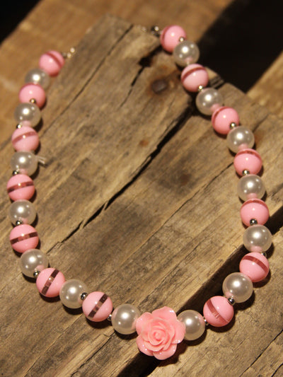 Pink Bubble Gum Necklace with Rose - The Country Butterfly