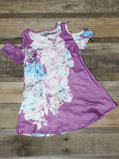 Purple Flower Print Dress - The Country Butterfly