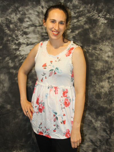 Royal Blue (Pink, White, Black) Floral Tank Top - The Country Butterfly