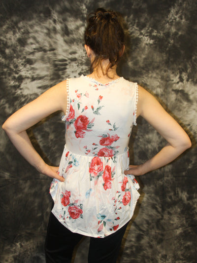 Royal Blue (Pink, White, Black) Floral Tank Top - The Country Butterfly